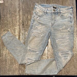 American Eagle Outfitters Light Blue Distressed Women's Jeans